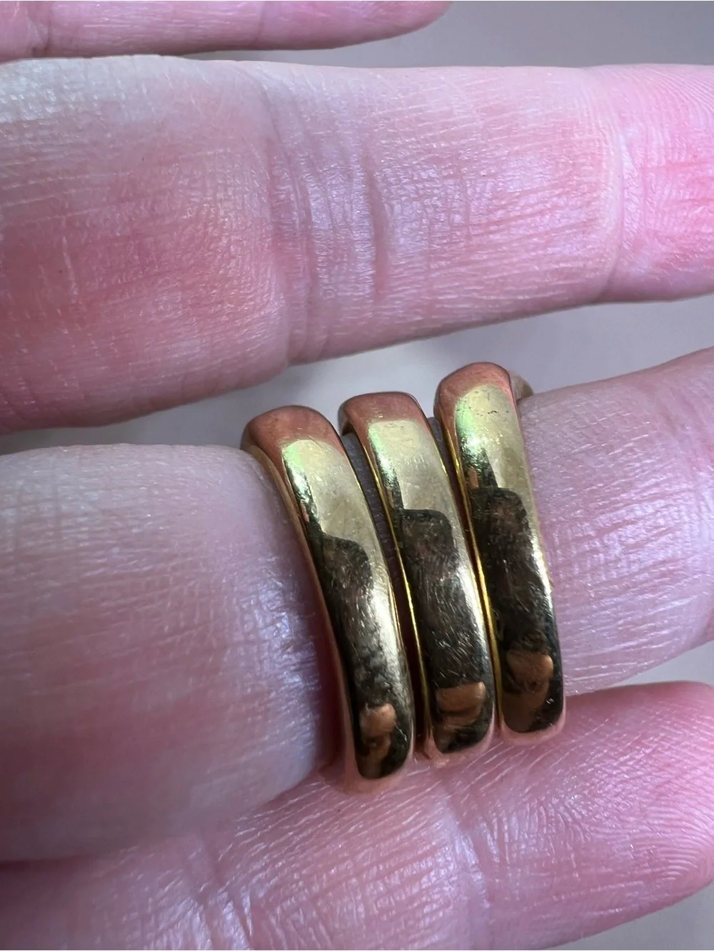18K gold electroplate Trio Multi-Stone Cocktail Rings - Red Blue Green